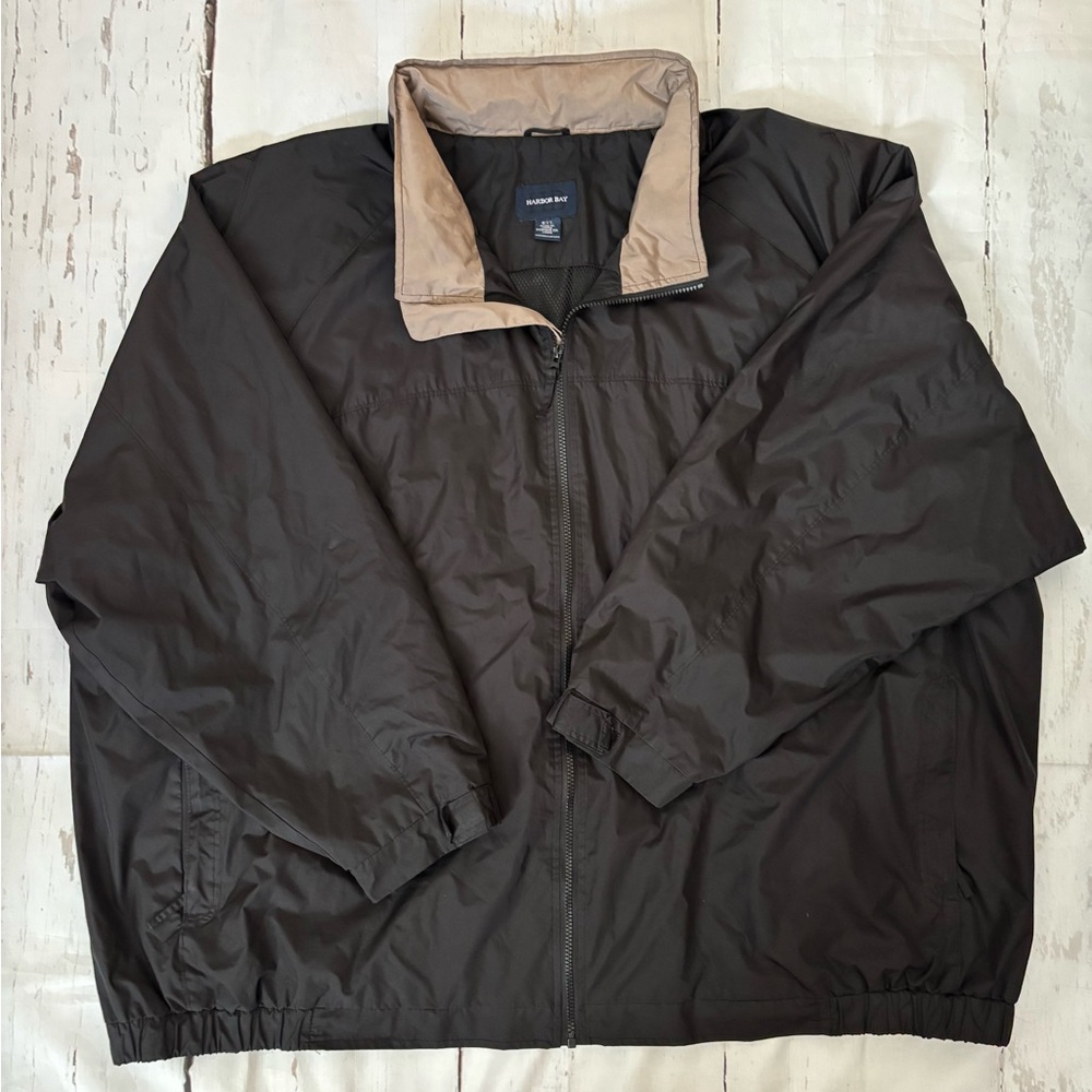 Mens 5X black Harbor Bay Wind Breaker Rain Jacket Hooded